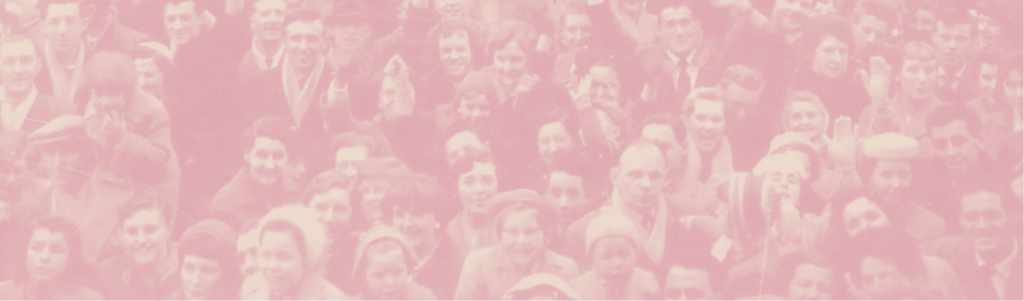 Old picture showing female football fans at a football match