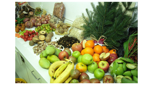 Table full of healthy fruit and vegetables. “<a href=