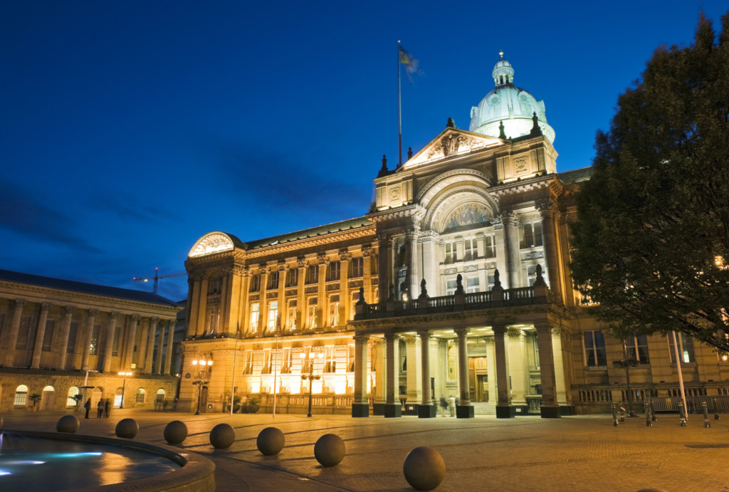 Birmingham Town Hall Lit at Night