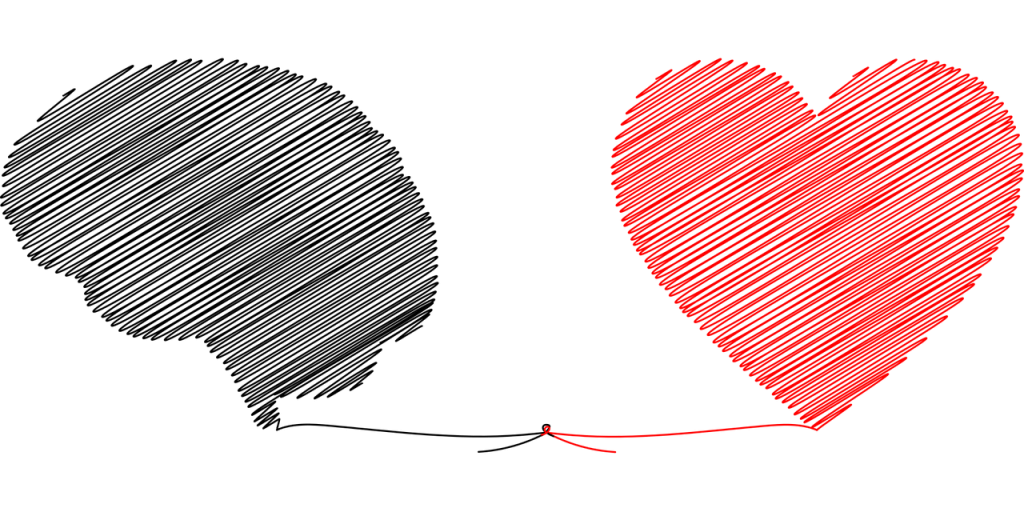 Image of heart and brain with a connecting string