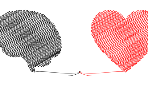 Image of heart and brain with a connecting string