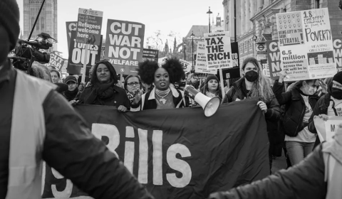 Protestors at a cost of living demonstration