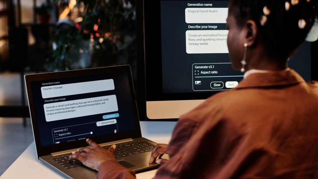 Woman using gen ai
