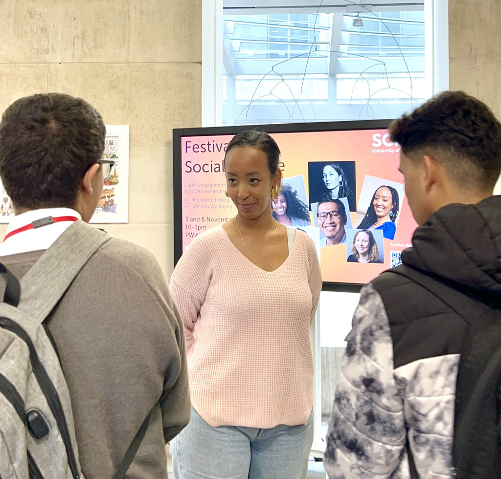 Dr Mikal Woldu at the 2023 edition of the Festival of Social Science, SOAS University of London