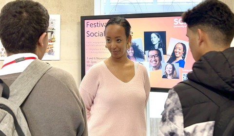 Dr Mikal Woldu at the 2023 edition of the Festival of Social Science, SOAS University of London