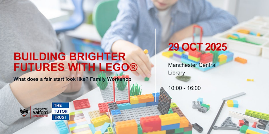 Building brighter futures graphic with date and time