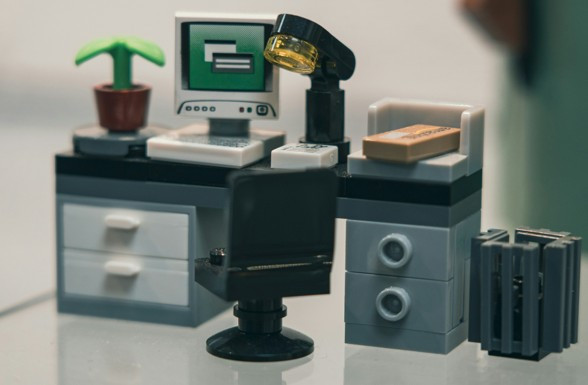 a work desk made of LEGO