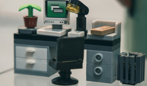 a work desk made of LEGO