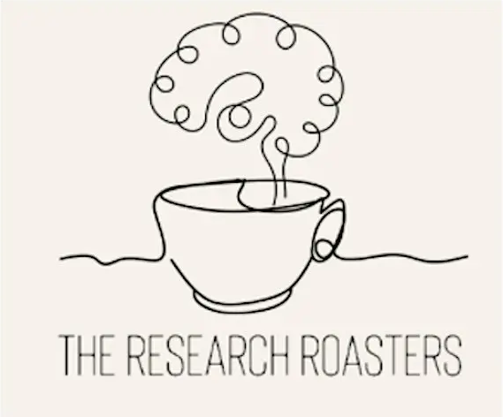 Line drawing of a steaming coffee cup with