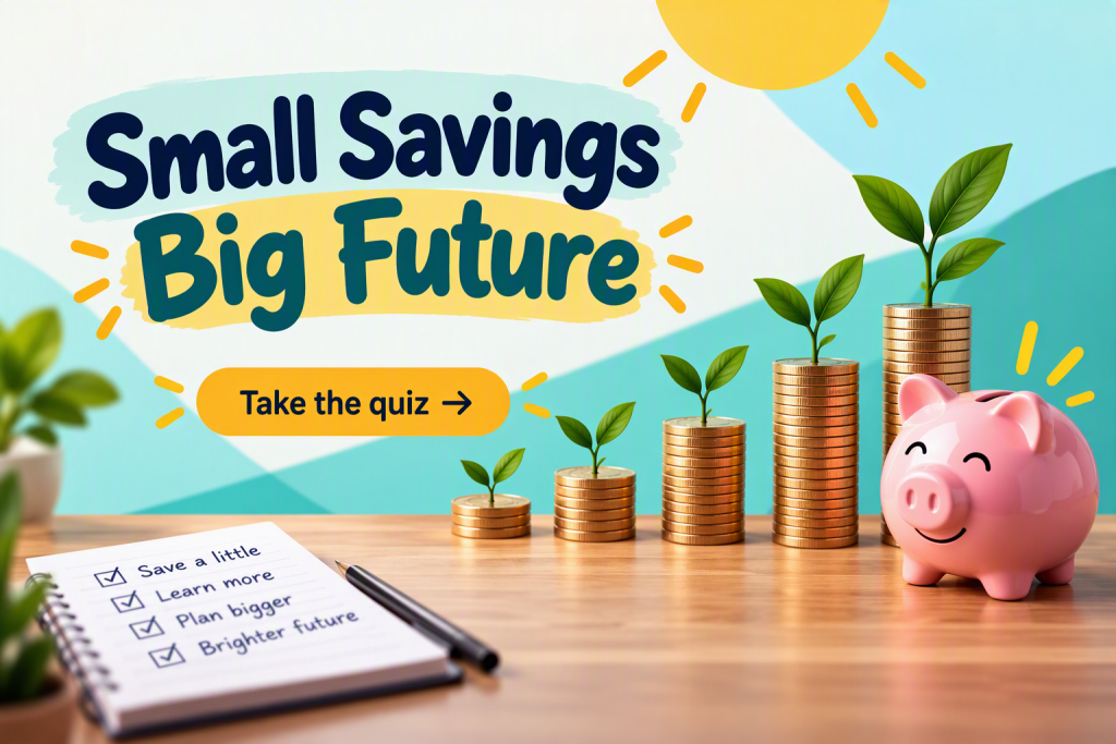 image showing a piggy bank, a pile of coins and a notebook