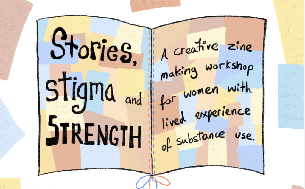 A colourful storybook titled 'stories, stigma and strength.'