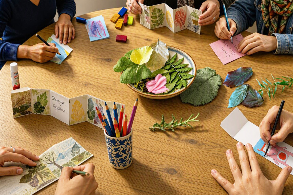image showing hands of a group of people doing an arts-based activity together
