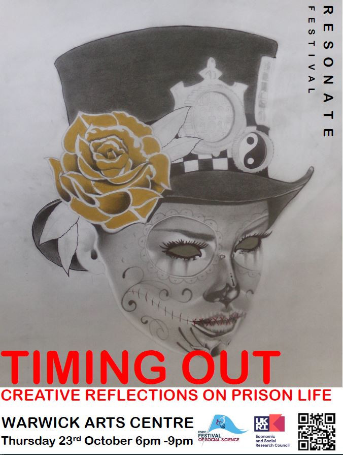 Sketch artwork of a feminine face decorated with patterns and wearing a top-hat style headwear adorned with a rose, ying-yang symbol and a police badge