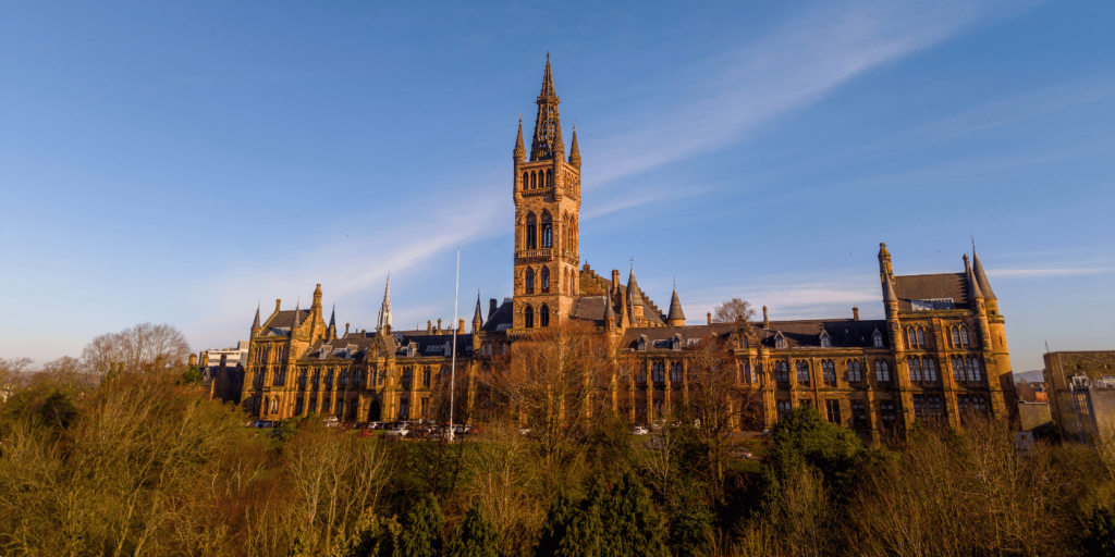 University of Glasgow Gilbert Scott building from the front