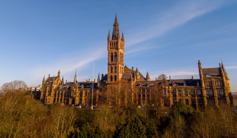 University of Glasgow Gilbert Scott building from the front