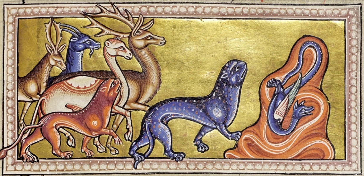 Medieval mural showing fantastic creatures