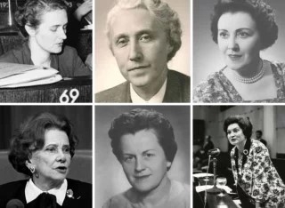 6 Black and white photographs of key women in politics