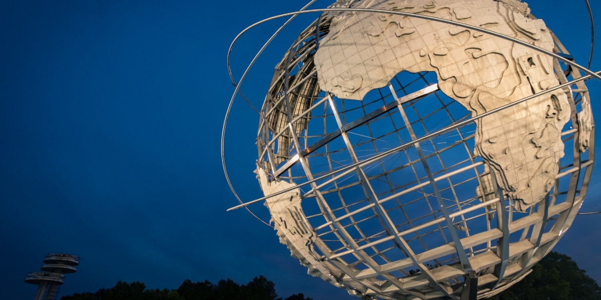 Metal sculpture of globe