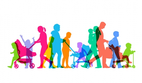 Illustration of people as mult coloured silhouettes