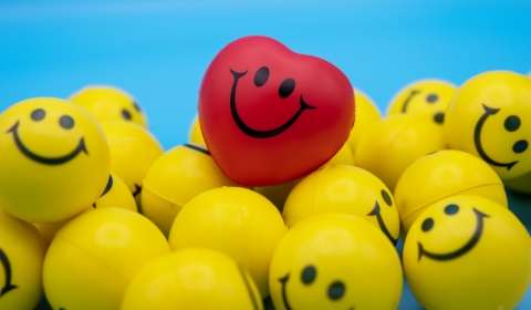 Plastic balls with smiley faces
