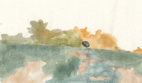 Watercolour painting of a woman swimming