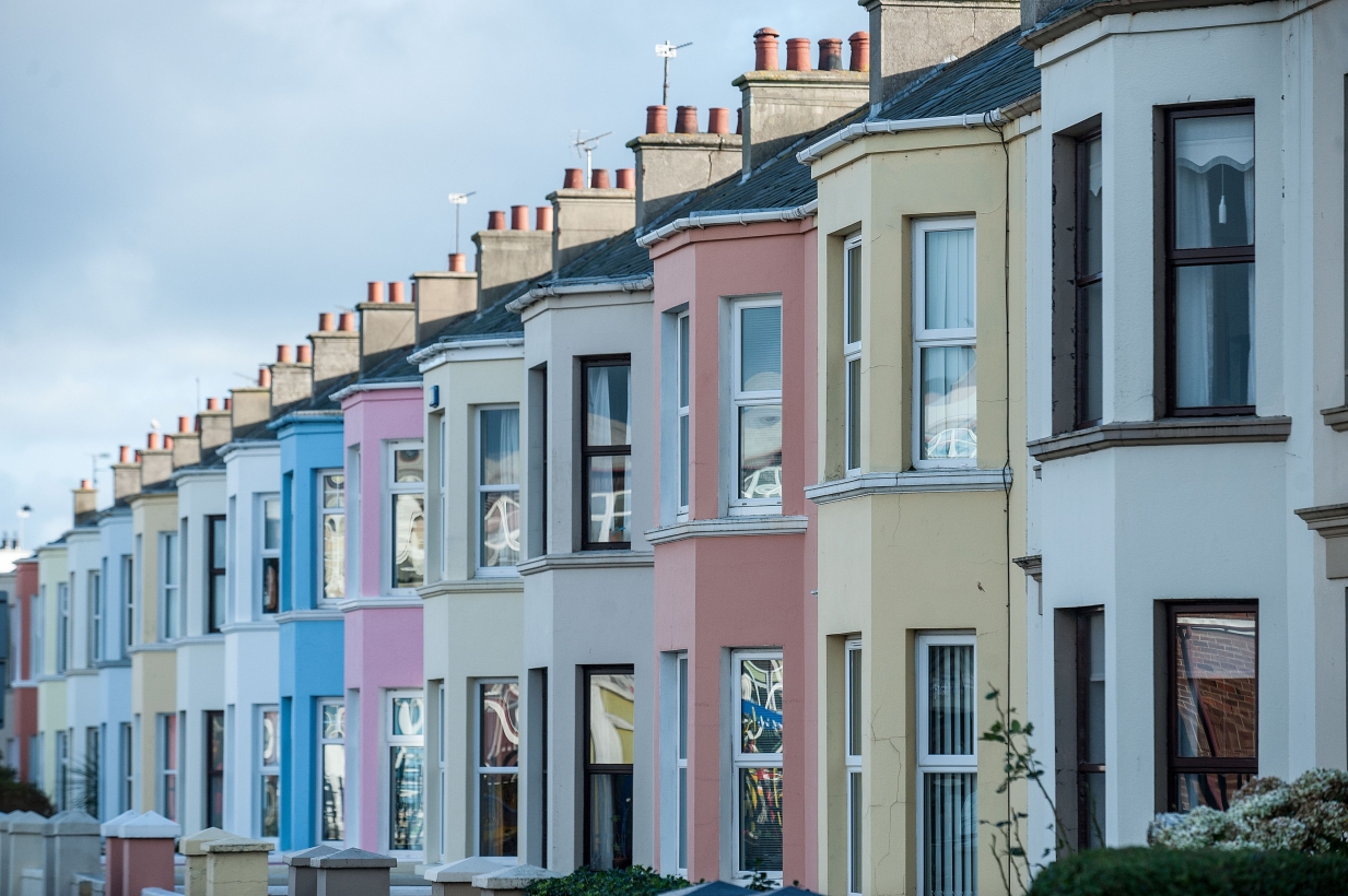 Row of colourful houses.
