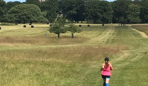 Person running in a field