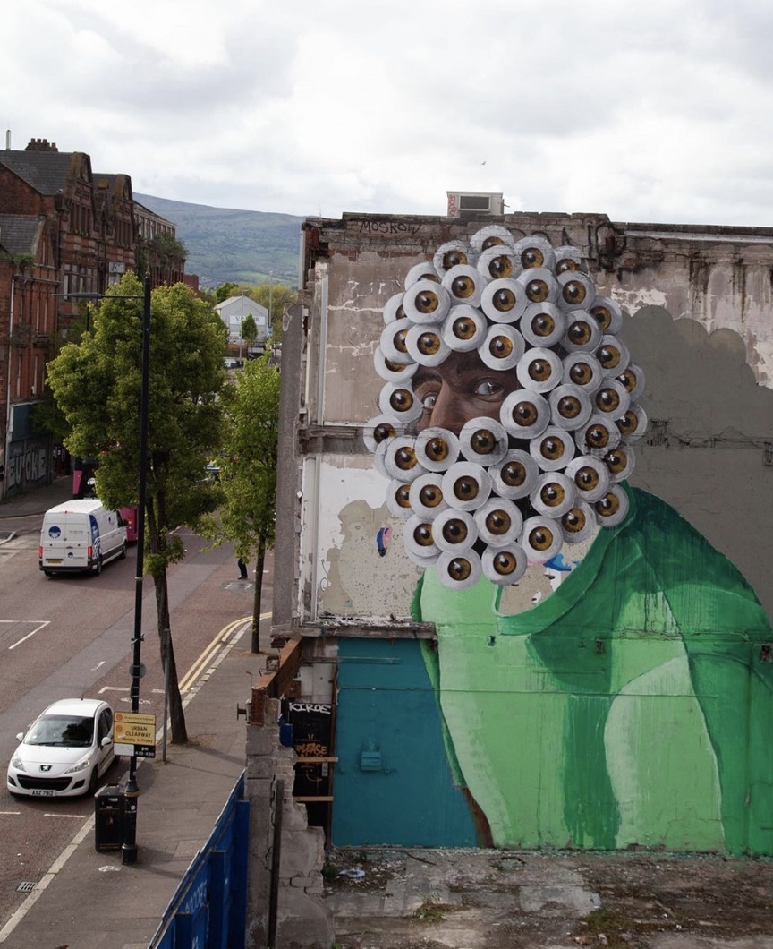 Wall art in Belfast.
